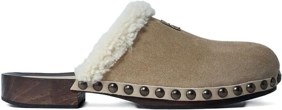 Miu Klompen met lammy afwerking Beige