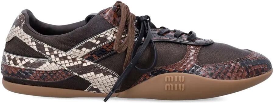 Miu Kriss sneakers met slangenleer-effect Bruin