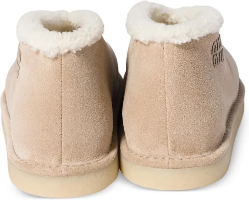 Miu Lammy laarzen met geborduurd logo Beige - Foto 3