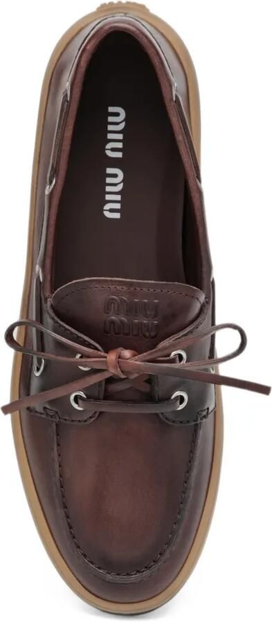 Miu leather Deck shoes Bruin - Foto 4