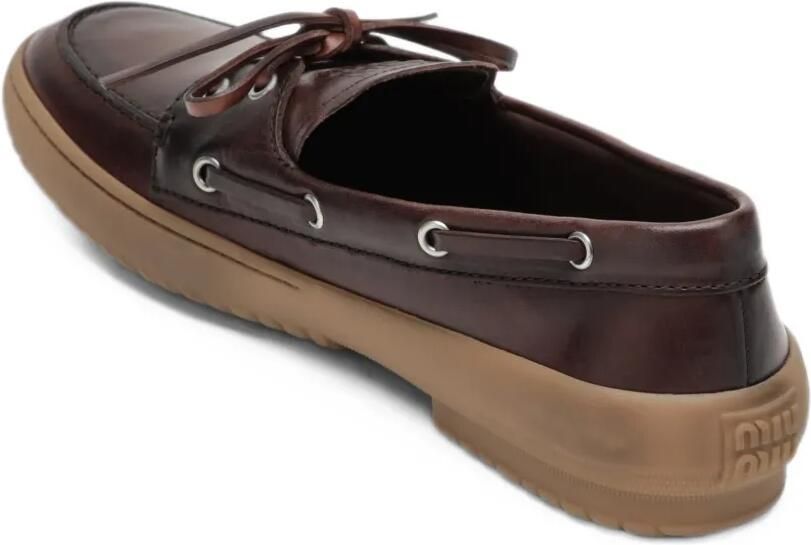 Miu leather Deck shoes Bruin - Foto 3