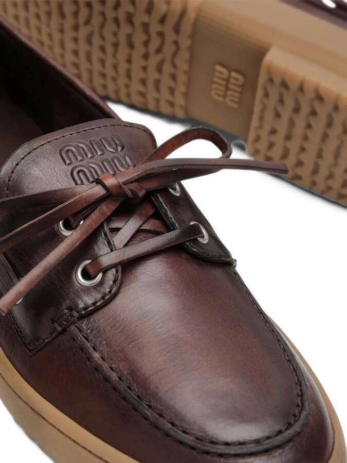 Miu leather Deck shoes Bruin - Foto 2