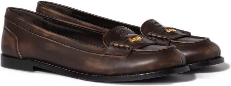 Miu leather loafers Bruin - Foto 3