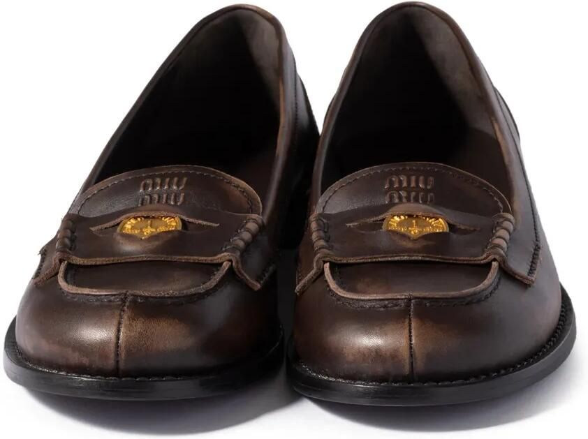 Miu leather loafers Bruin - Foto 2