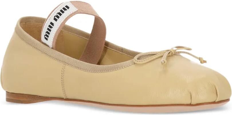 Miu Leren ballerina's Beige - Foto 3