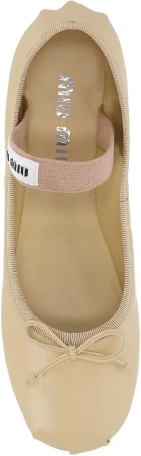 Miu Leren ballerina's Beige - Foto 4