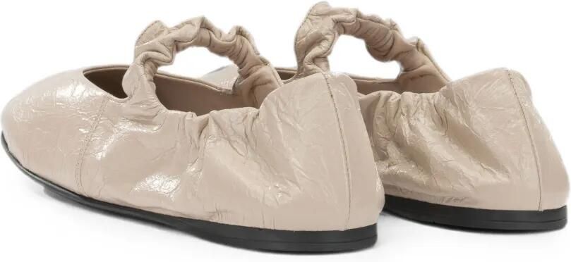 Miu Leren ballerina's met gekreukt effect Beige