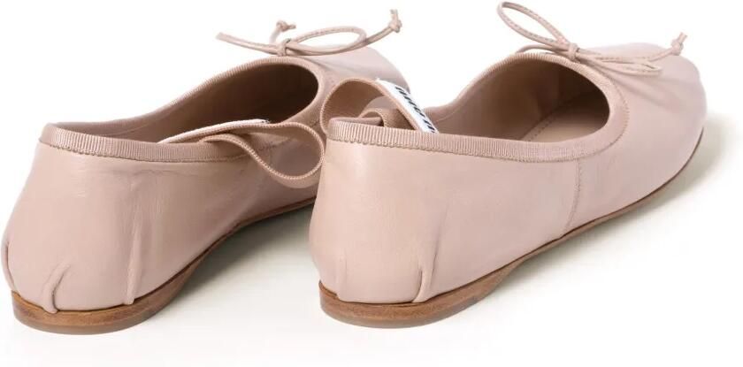 Miu Leren ballerina's met logoband Roze - Foto 4