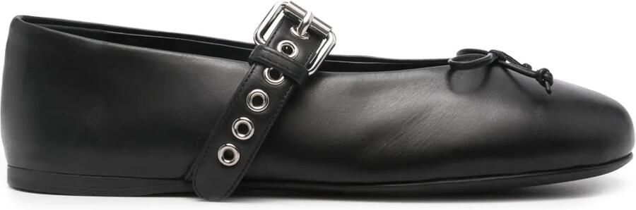 Miu Leren ballerina's Zwart