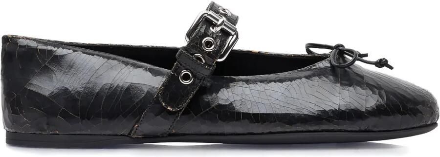 Miu Leren ballerina's Zwart