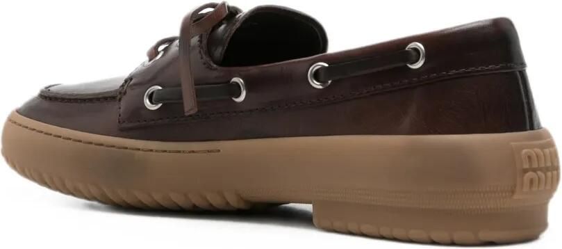 Miu Leren bootschoenen Bruin - Foto 3