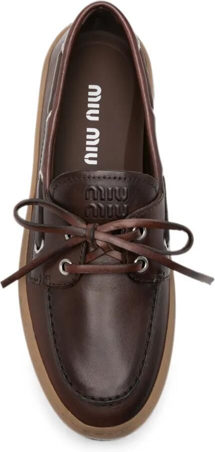 Miu Leren bootschoenen Bruin - Foto 2