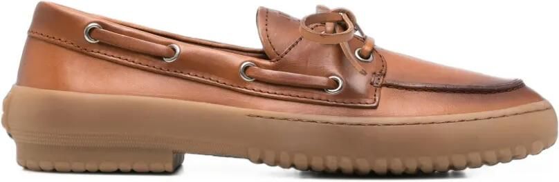 Miu Leren bootschoenen met veters Bruin