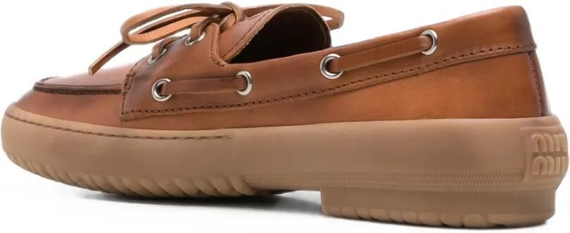 Miu Leren bootschoenen met veters Bruin - Foto 4