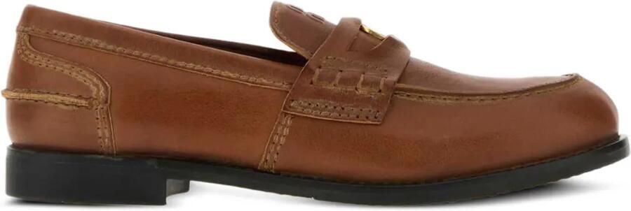 Miu Leren loafers Bruin