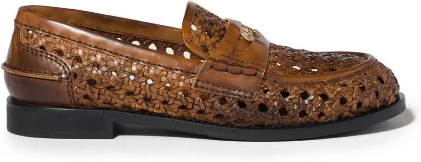 Miu Leren loafers Bruin