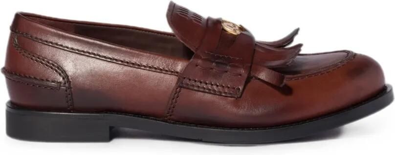 Miu Leren loafers Bruin
