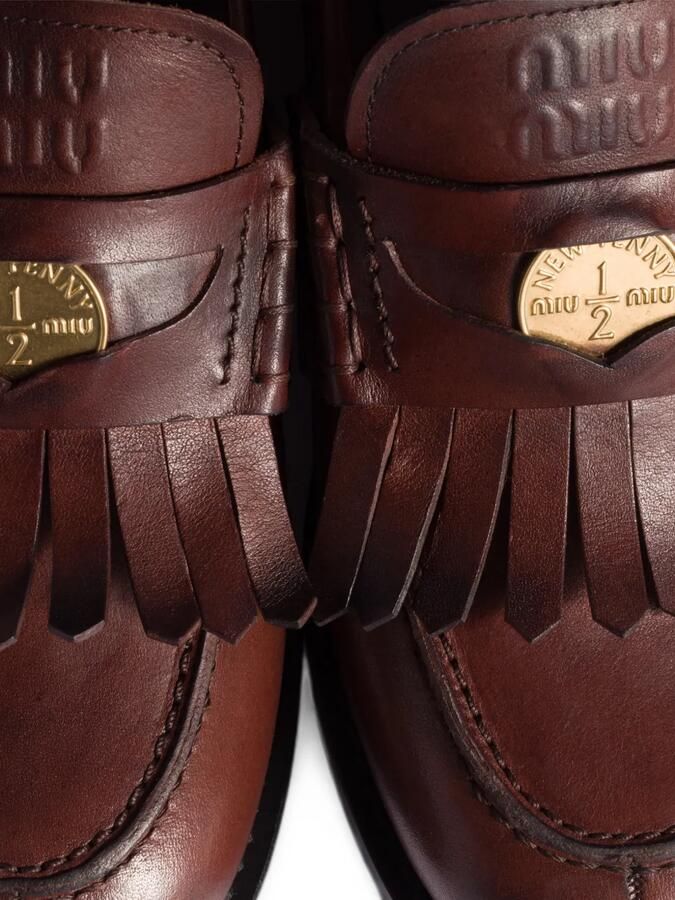 Miu Leren loafers Bruin - Foto 3