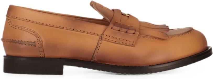 Miu Leren loafers Bruin