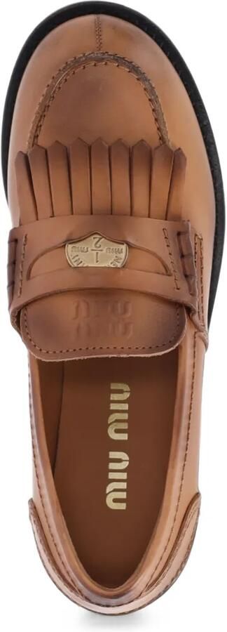 Miu Leren loafers Bruin