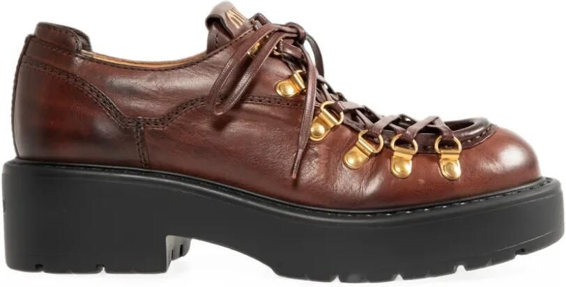 Miu Leren loafers Bruin