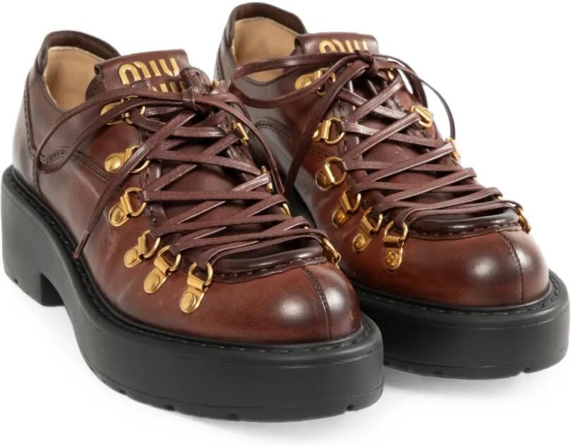 Miu Leren loafers Bruin - Foto 4