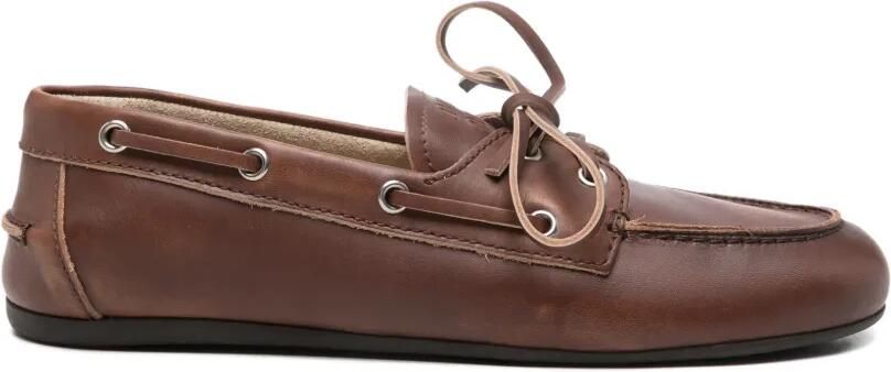 Miu Leren loafers met gebleekt effect Bruin