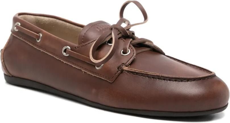 Miu Leren loafers met gebleekt effect Bruin - Foto 3