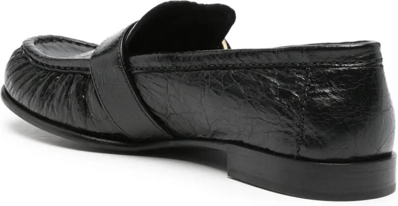Miu Leren loafers met gekreukt effect en gesp Zwart - Foto 3