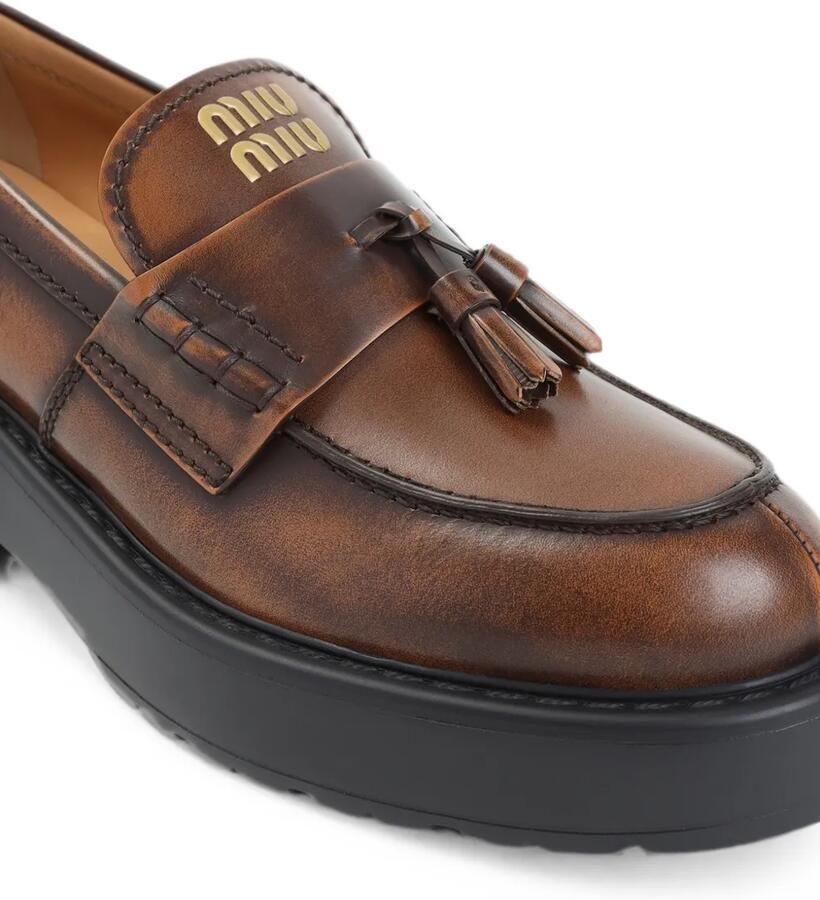 Miu Leren loafers met kwastje Bruin - Foto 2