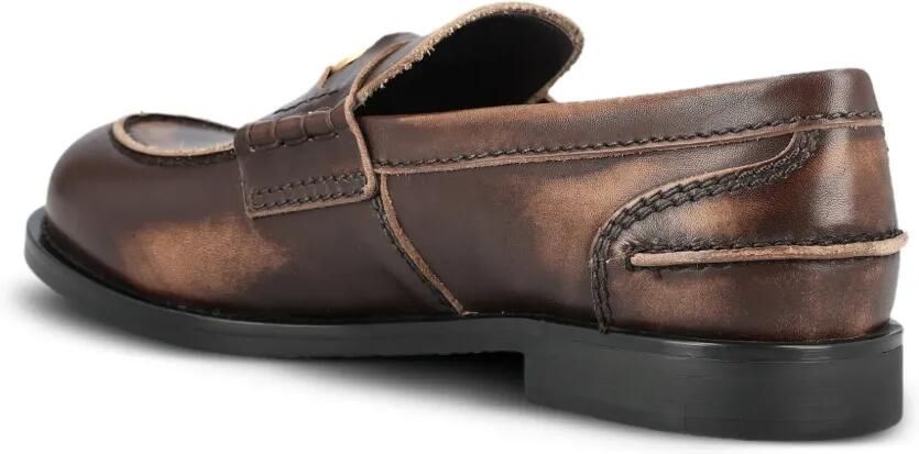 Miu Leren loafers met munt-detail Bruin - Foto 3