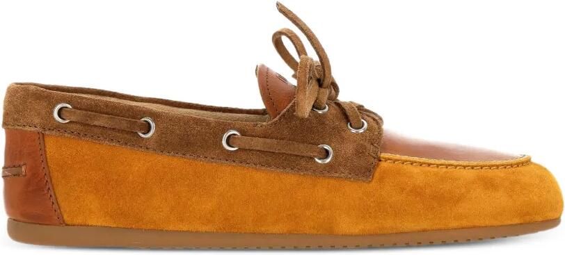 Miu Leren loafers met vervaagde strik Beige