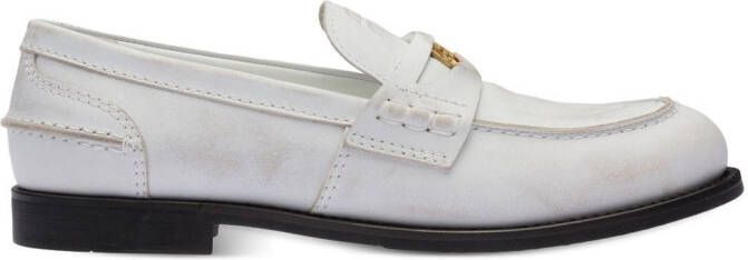 Miu Leren loafers Wit