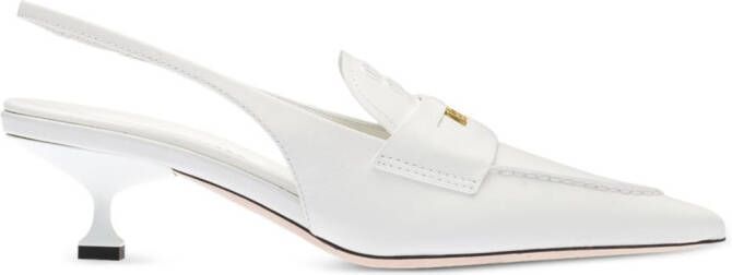 Miu Leren loafers Wit