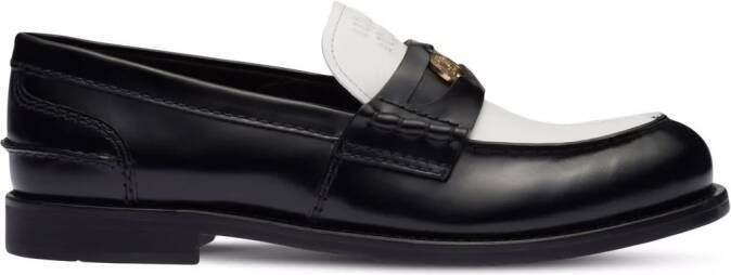 Miu Leren loafers Zwart