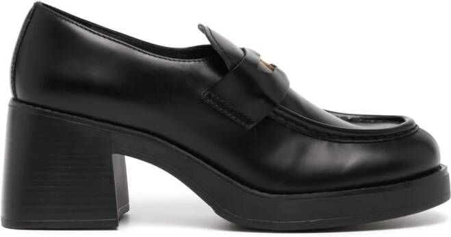 Miu Leren loafers Zwart