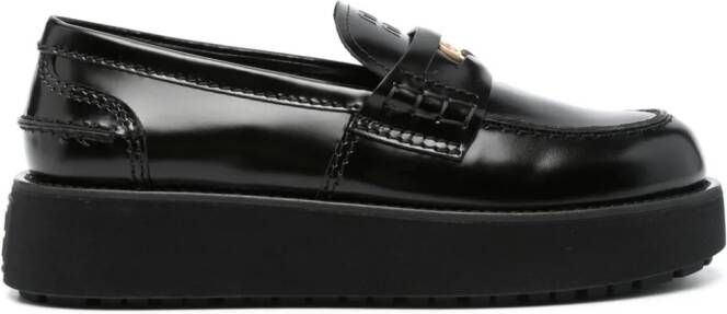 Miu Leren loafers Zwart