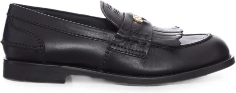 Miu Leren loafers Zwart