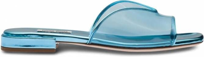 Miu Leren muiltjes Blauw