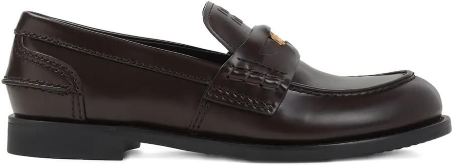 Miu Leren penny loafers Bruin