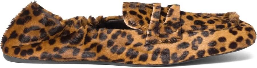 Miu Leren penny loafers Bruin