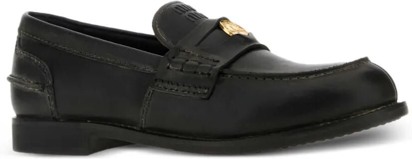 Miu Leren penny loafers Zwart - Foto 2
