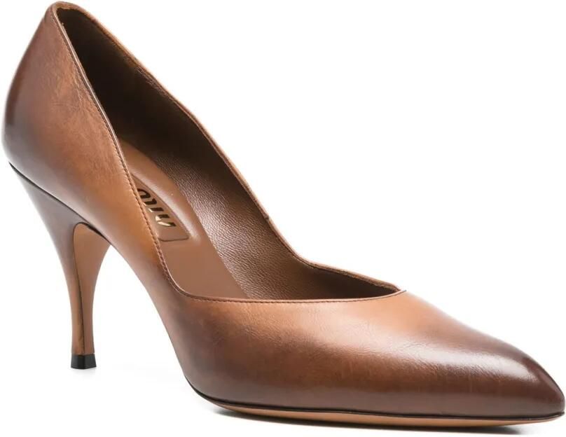 Miu Leren pumps Bruin