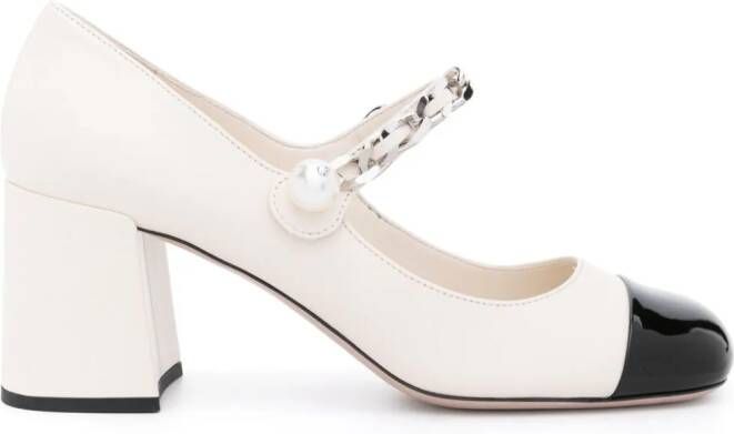 Miu Leren pumps Wit