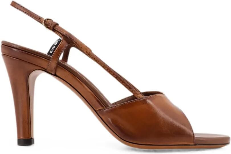 Miu Leren sandalen Bruin