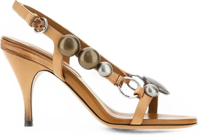 Miu Leren sandalen Bruin