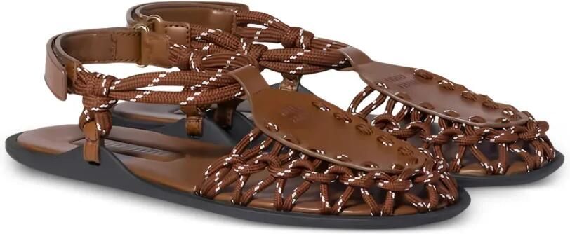Miu Leren sandalen met koord Bruin