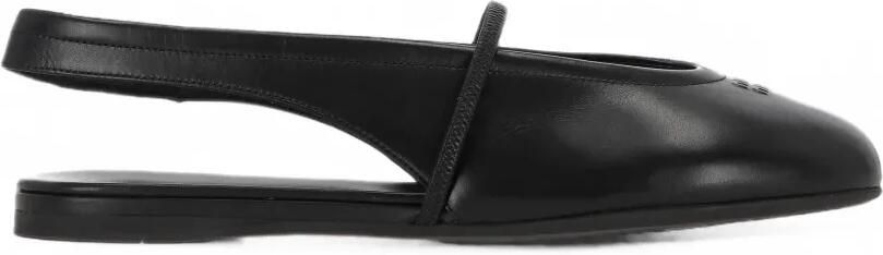 Miu Leren slingback ballerina's Zwart