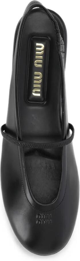 Miu Leren slingback ballerina's Zwart - Foto 4