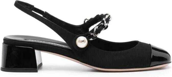 Miu Leren slingback pumps Zwart